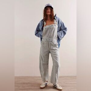 We The Free Striped Denim Overalls